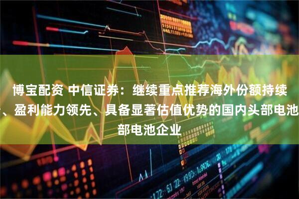 博宝配资 中信证券：继续重点推荐海外份额持续提升、盈利能力领先、具备显著估值优势的国内头部电池企业